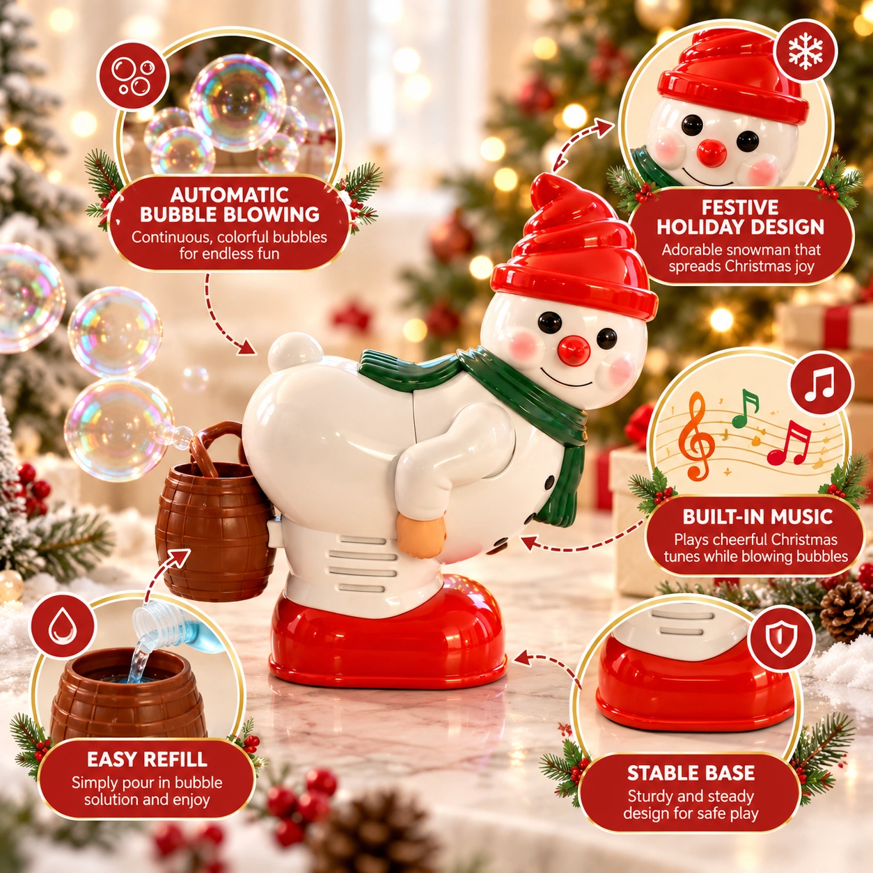 Spooksy™ Bubble-Blowing Christmas Snowman